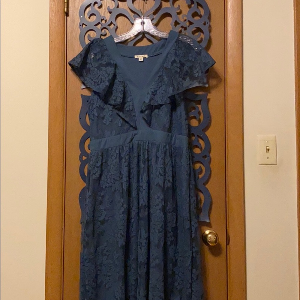 Blue lace maxi dress
